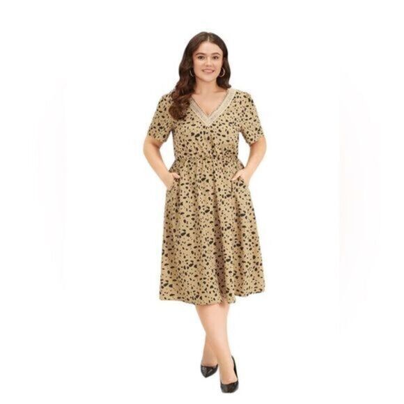 NWT BloomChic Plus Size Leopard Print Short Sleeve Elastic Waist Dress -Size 2XL - Picture 1 of 8
